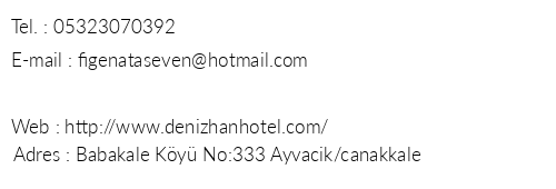 Denizhan Otel telefon numaralar, faks, e-mail, posta adresi ve iletiim bilgileri